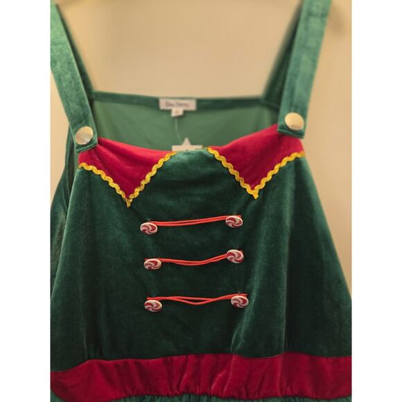 Born Famous Dress Elf Holiday Green Short Tutu Sleeveless Lined Size XL - Picture 2 of 13